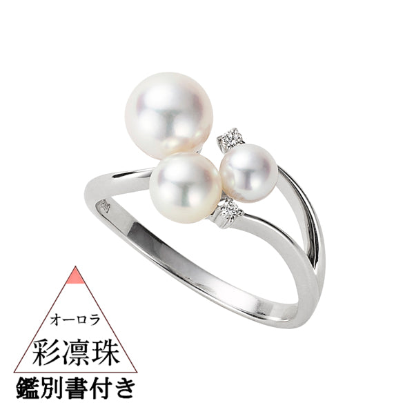 K18   ベビーアコヤ　真珠/パール　ダイヤモンド　リング