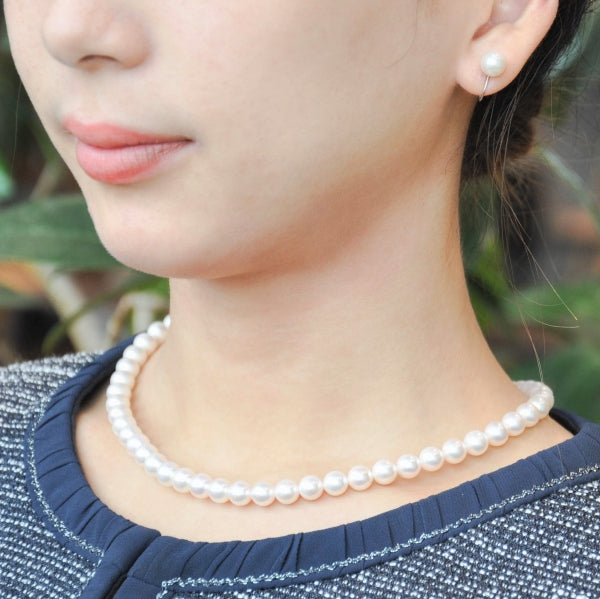 宝石名アコヤ真珠アコヤ花珠 ネックレスイヤリング セット真珠(径8.2㎜)金具シルバー 刻印あり