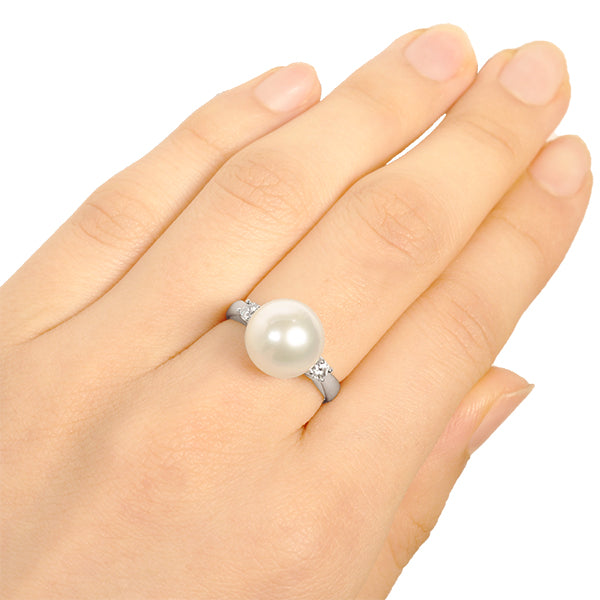 鑑別書付【Pt900】アコヤ真珠 ダイヤモンド 0.27ctリング♪パール指輪-