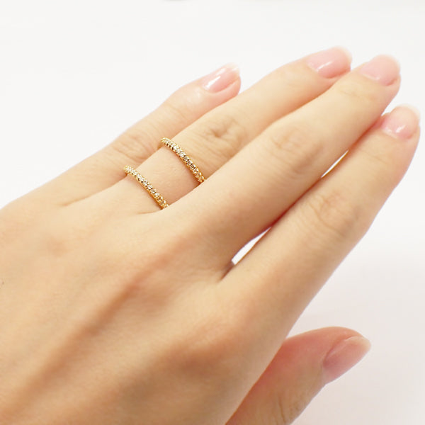 【送料無料】K18 天然石 ２連 豪華 ダイヤモンド リング 指輪 エタニティ18金製