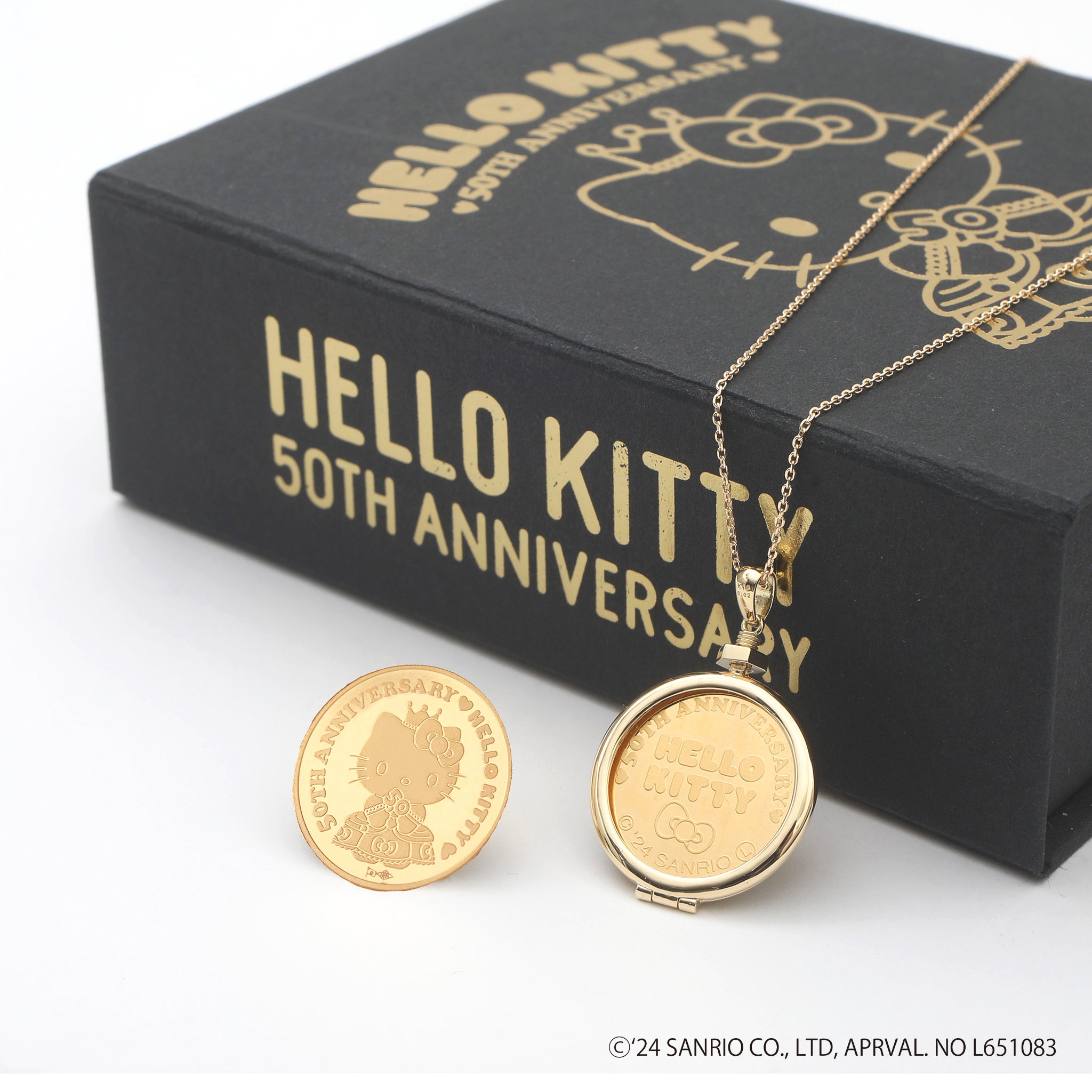 K24金製品(純金/HELLO KITTY/ハローキティ/50周年記念/メダル/5g)《24C50104》