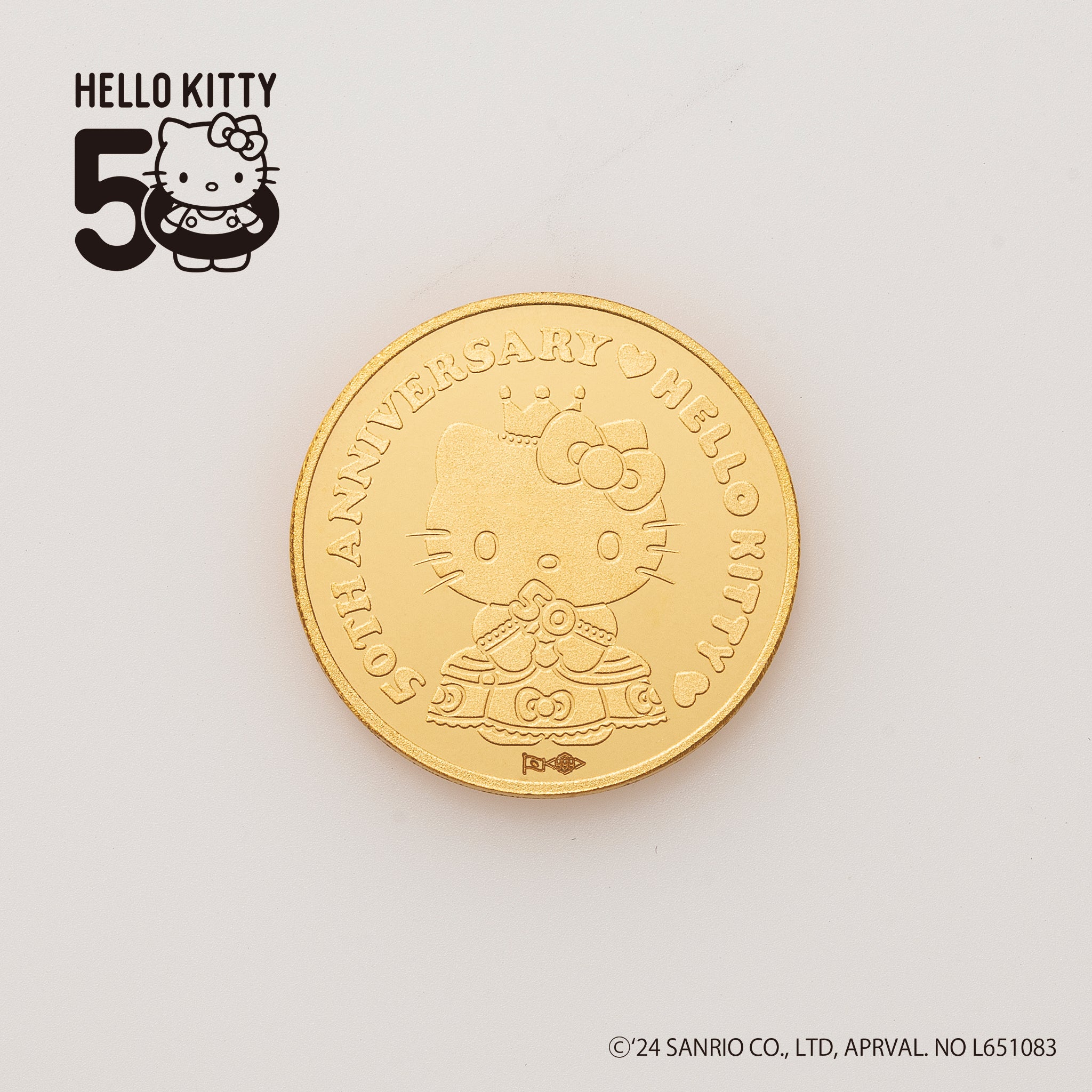 K24金製品(純金/HELLO KITTY/ハローキティ/50周年記念/メダル/5g)《24C50104》