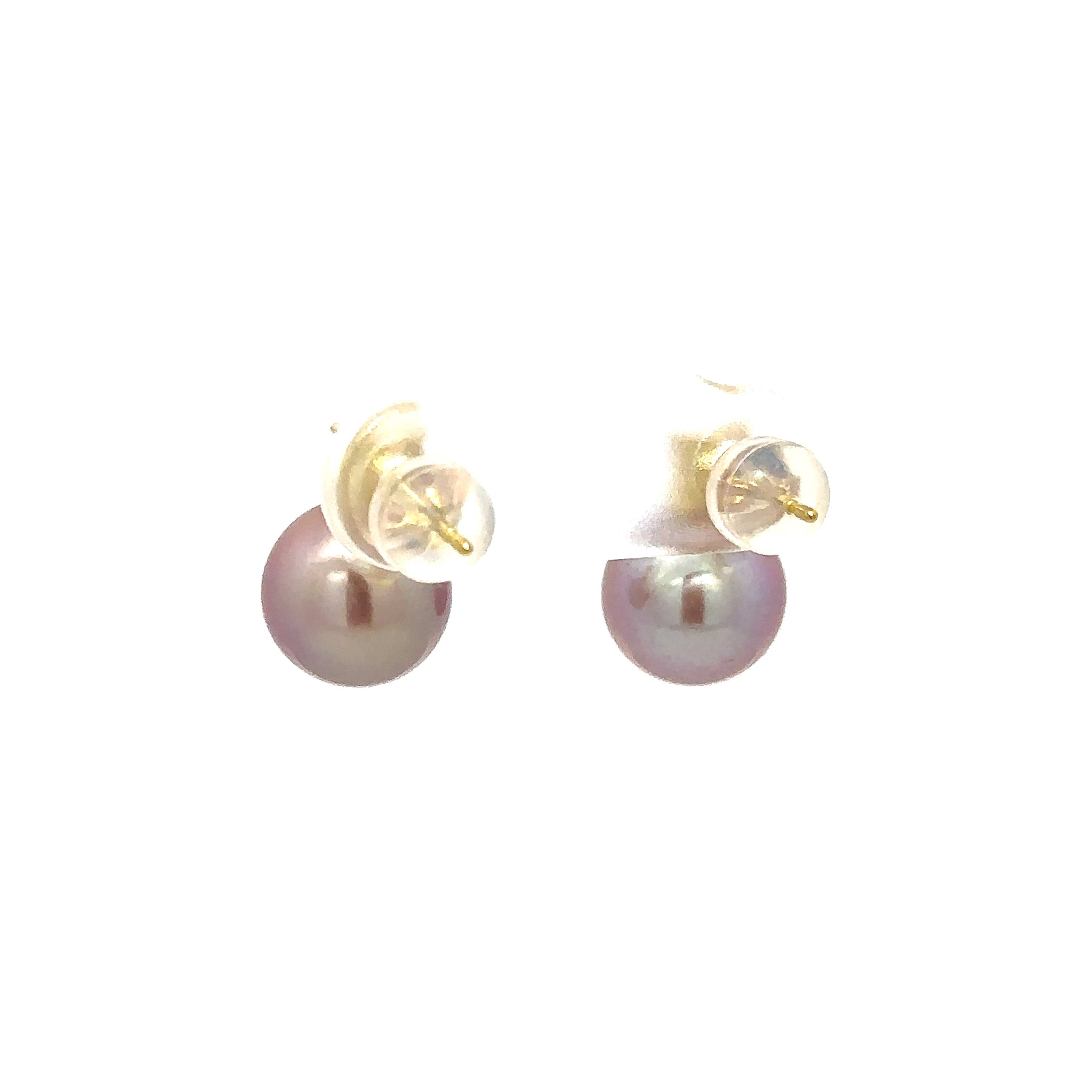 パールダイヤモンド K18ピアス(淡水真珠/8mm/ピンクパープル系/6月誕生石)《25A01106》